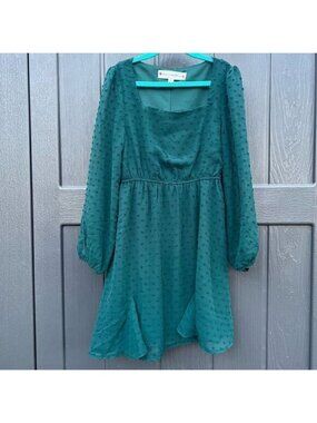 Poppies and Roses Dot Girl Flunce Sleeve Rushed dress  size 8